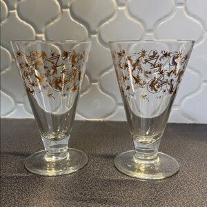 Set of two MCM KAHLUA Gold cocktail glasses